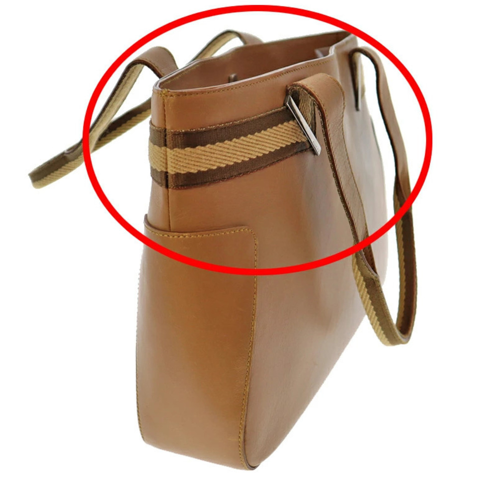 GUCCI Tote Bag Shoulder Handbag Leather Logo Camel Tan Brown Daily - Picture 7 of 11